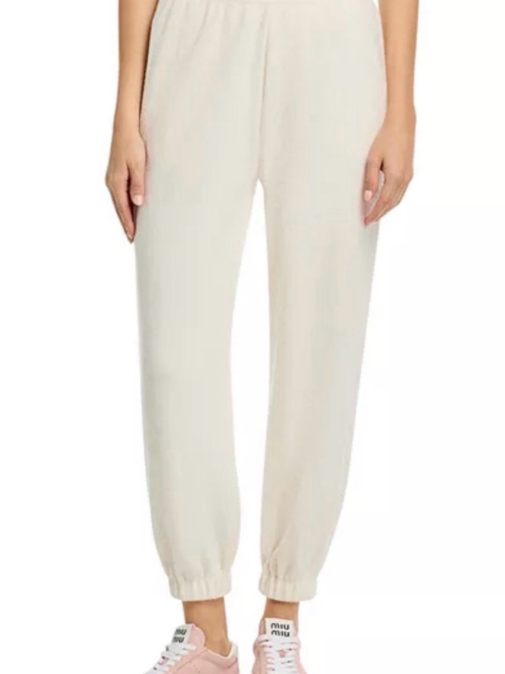 Pull&Bear Cream Elastic-Waist Jogger Pants